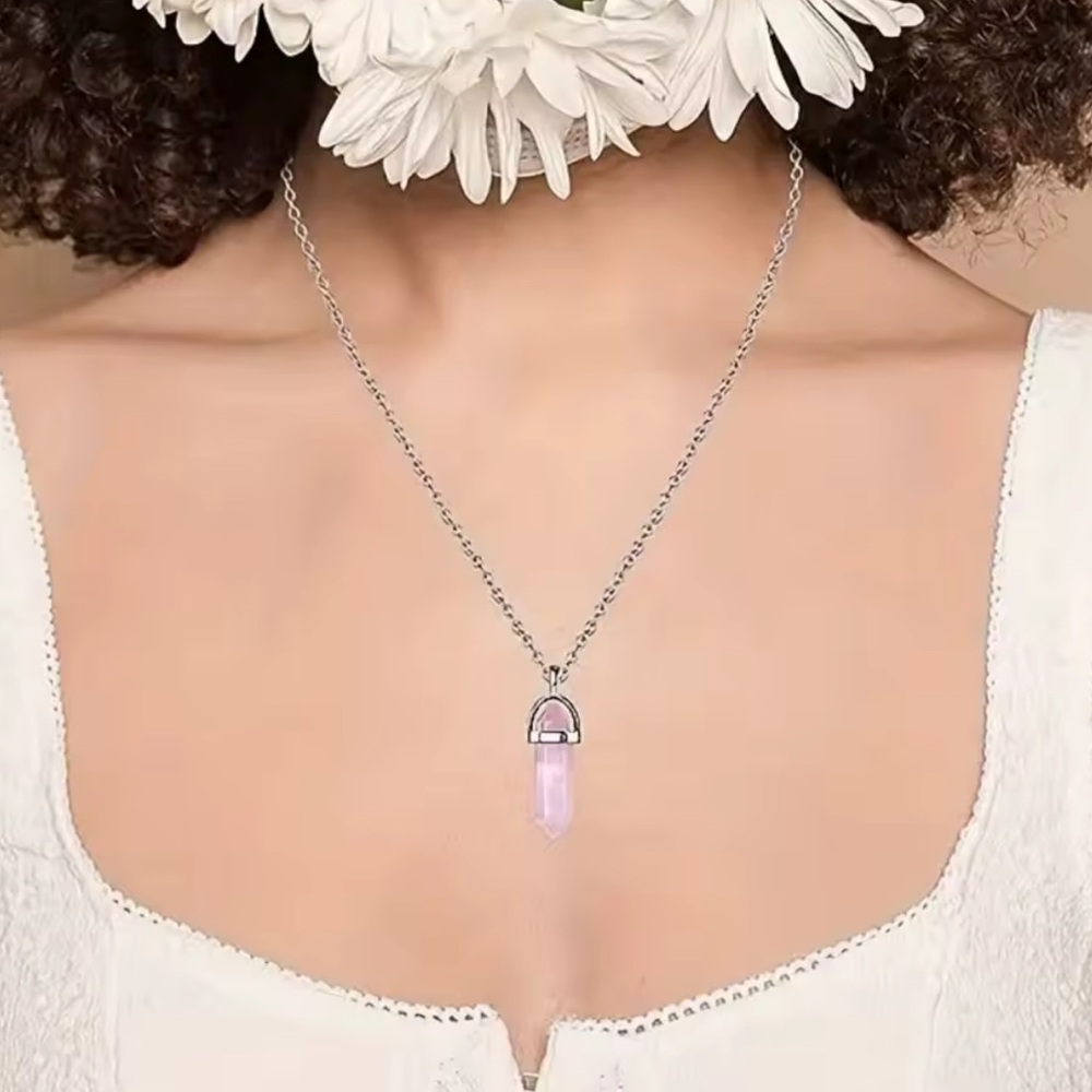 Rose quartz Silver Necklace